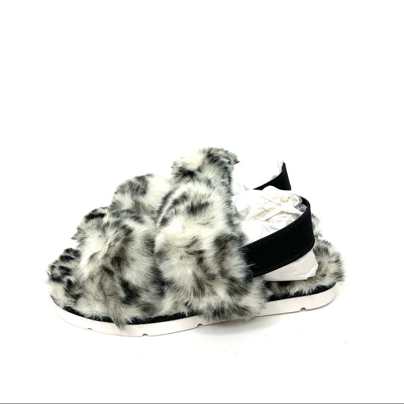 Dolce Vita Pochy Slingback Faux Snow Leopard Faux Fur Hard Sole Slippers Size 6 - Picture 2 of 13